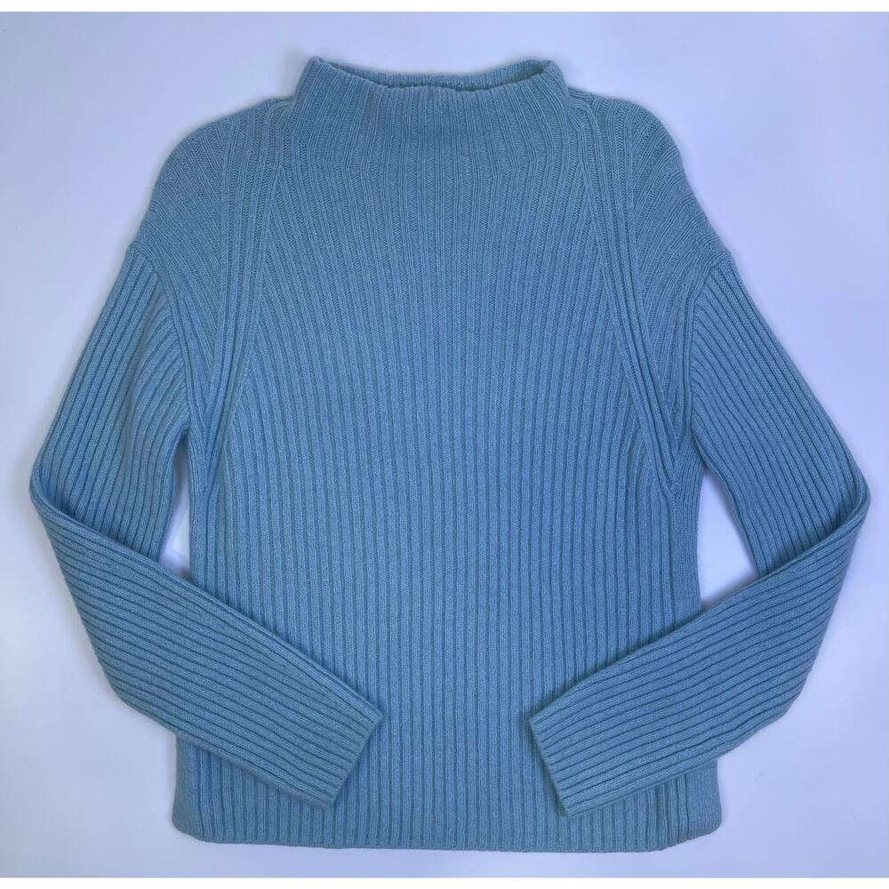Vince Light Blue Wool Cashmere Ribbed Mock Neck Sweater Women’s Large